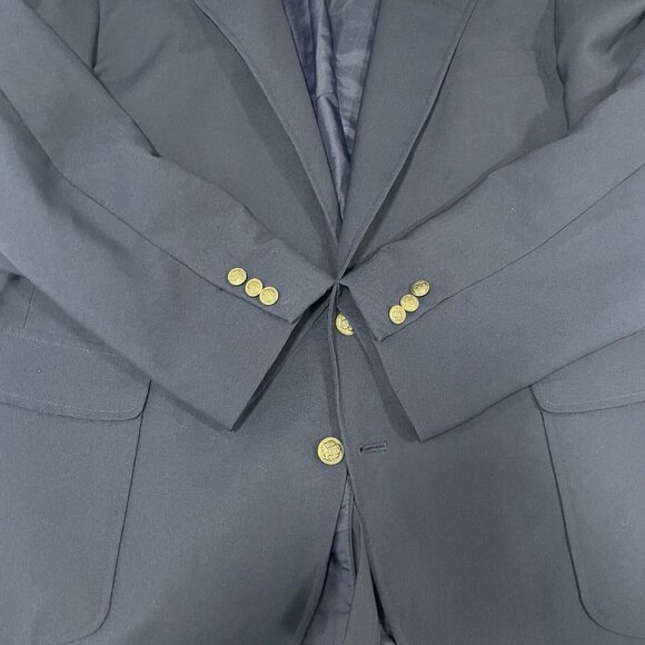 Reed St James Navy Gold 2 Button Vented Easy Care Sports Coat Blazer USA Size 44 - Picture 8 of 11
